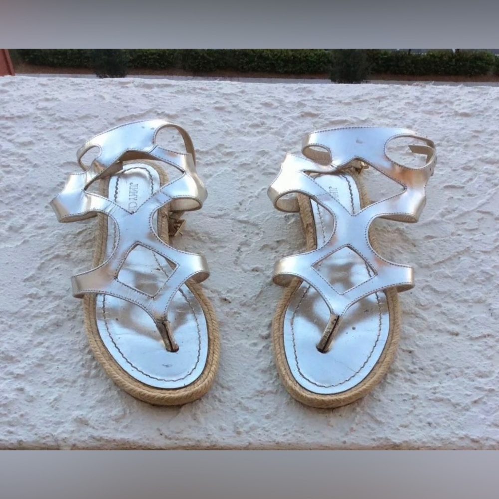 Jimmy choo silver sandals 6.5 us